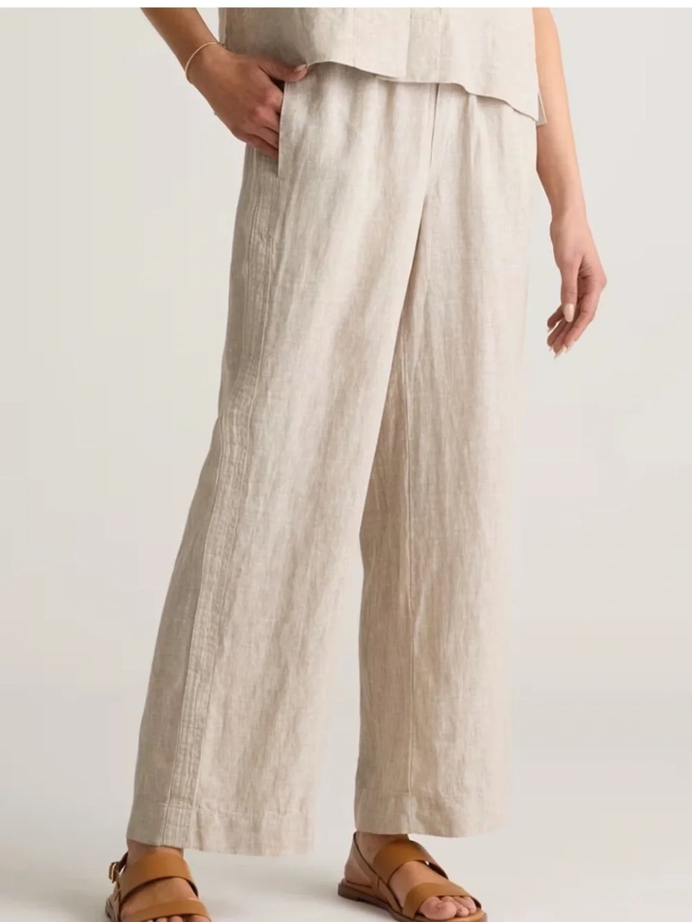 NWOT Quince European Linen Wide-Leg Drawstring Pants Flax XL